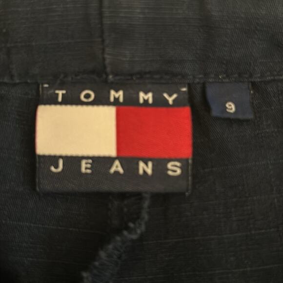 Vintage 90’s/Y2K Tommy Jeans cotton rip stop logo ribbon navy maxi skirt. Size 9 - Picture 3 of 8